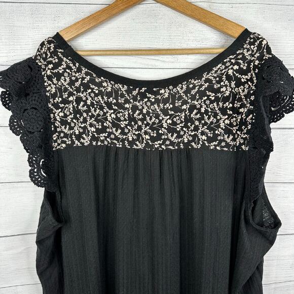 Torrid Womens size 4 4X Knit Scoop Neck Ruffle Sleeve Swing Top Black 40715137 - Picture 6 of 12